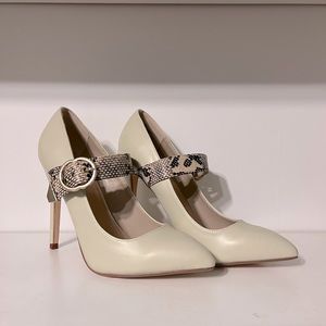 Ivory & Snake Skin stiletto pumps